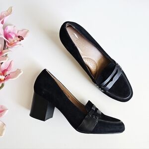 Aerosoles Patriotic Suede Leather Upper Elegant Black Women's Slip On Loafers 9M